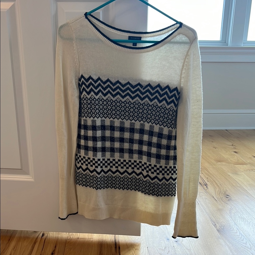 Talbots very cute black /cream sweater !